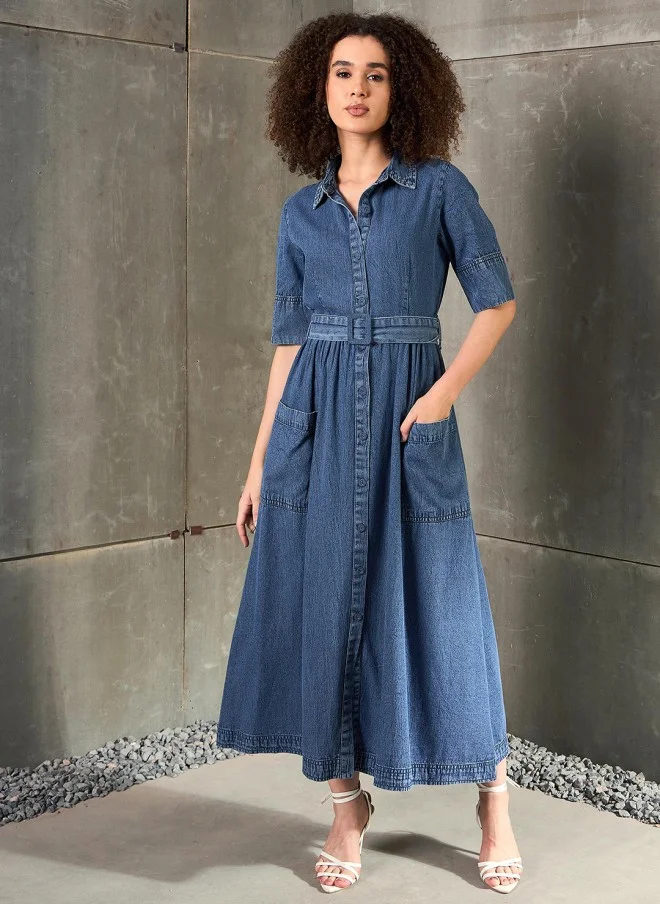 SASSAFRAS Denim Maxi Dress for Women