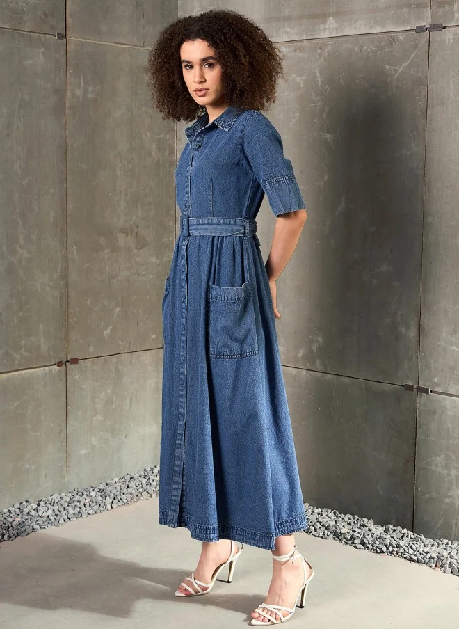 SASSAFRAS Denim Maxi Dress for Women