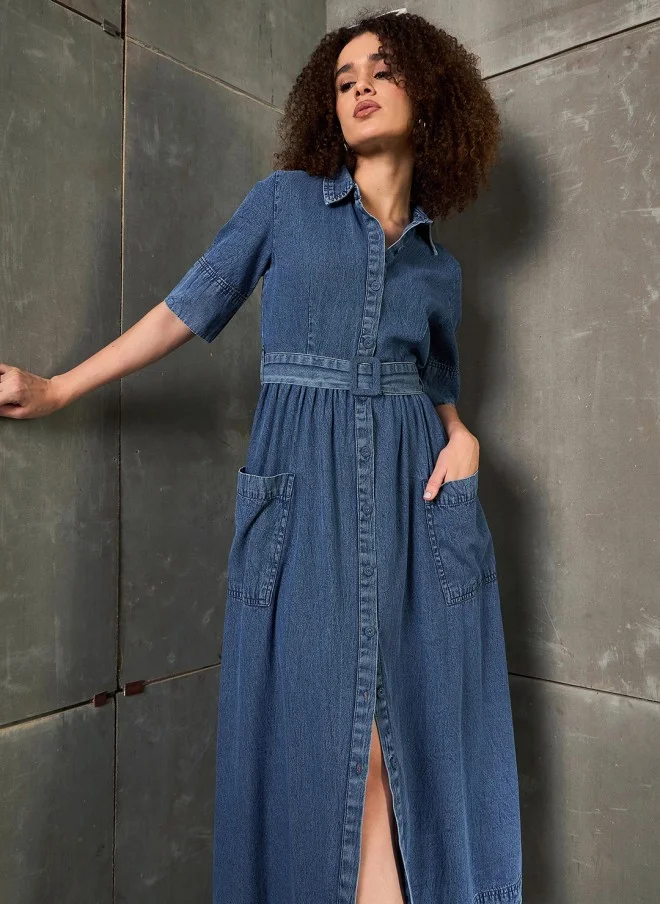 SASSAFRAS Denim Maxi Dress for Women