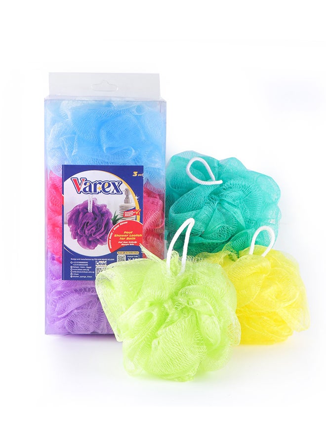 Varex Varex Pouf Shower Loofah for Bath - Box  3 Piece 