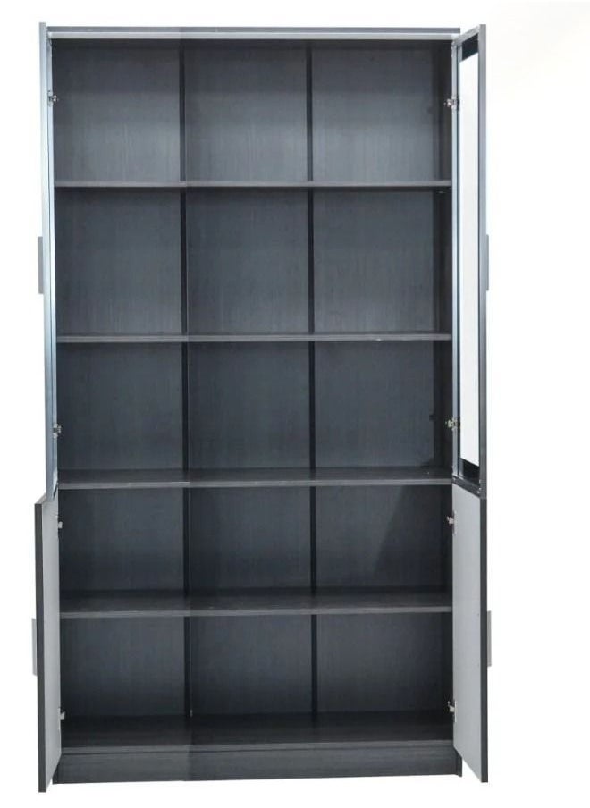 SILA - Modern 6 Door Wooden File CABINET & Book Shelf Glass Door - Image 1