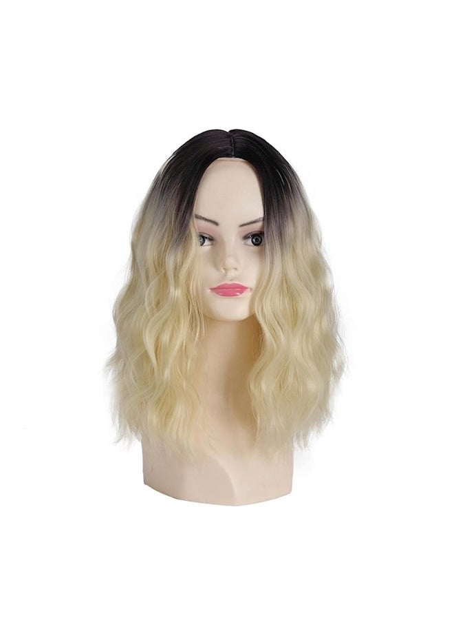 NIBEMINENT Dyed Curly Hair Wig Black/Beige - Image 1