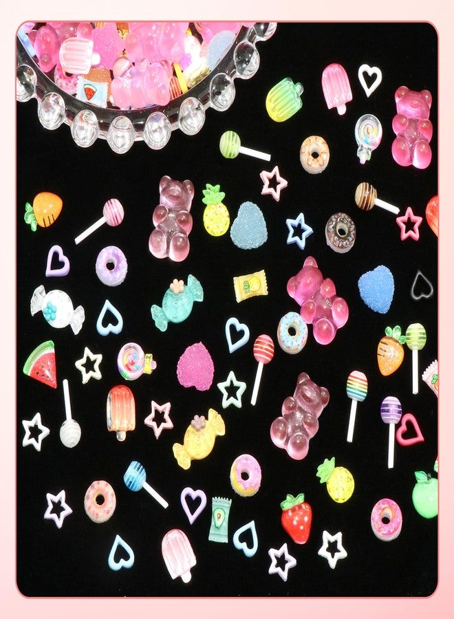 BELICEY 3D Candy Nail Charms Assorted Lollipop Gummy Bear Donuts Charms for Nails Cute Colorful Acrylic Heart Star Nail Accessories for DIY Nail Art Design Crafts with Pickup Tools - Image 5