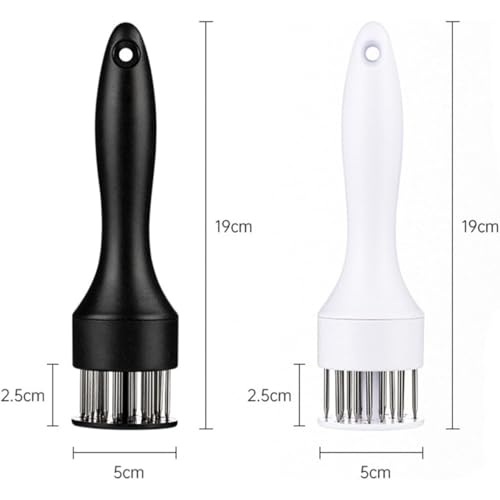 BENCI Tenderizer Needle, 7.5 Inch Stainless Steel Meat Tenderizer with Needle, Anti-Rust Nails Meat, Meat Pounder with Rubber Comfort Grip Handle for Chicken Beef Duck Pork (Black & White 2 Pc) - Image 2