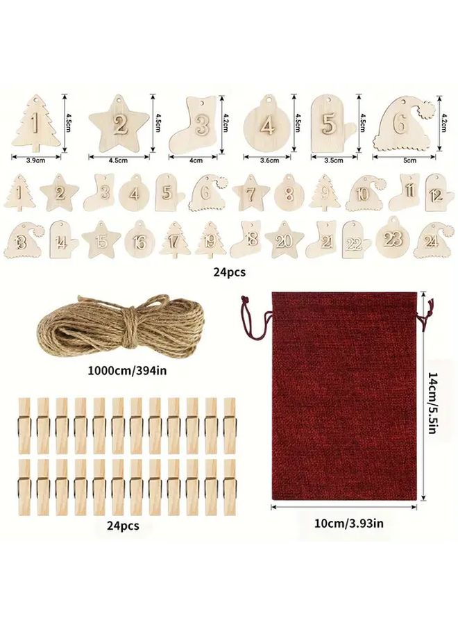 24pcs Reusable Burlap Advent Calendar Bags Numbered 1 24 Red White Striped Drawstring Gift Bags - Image 3