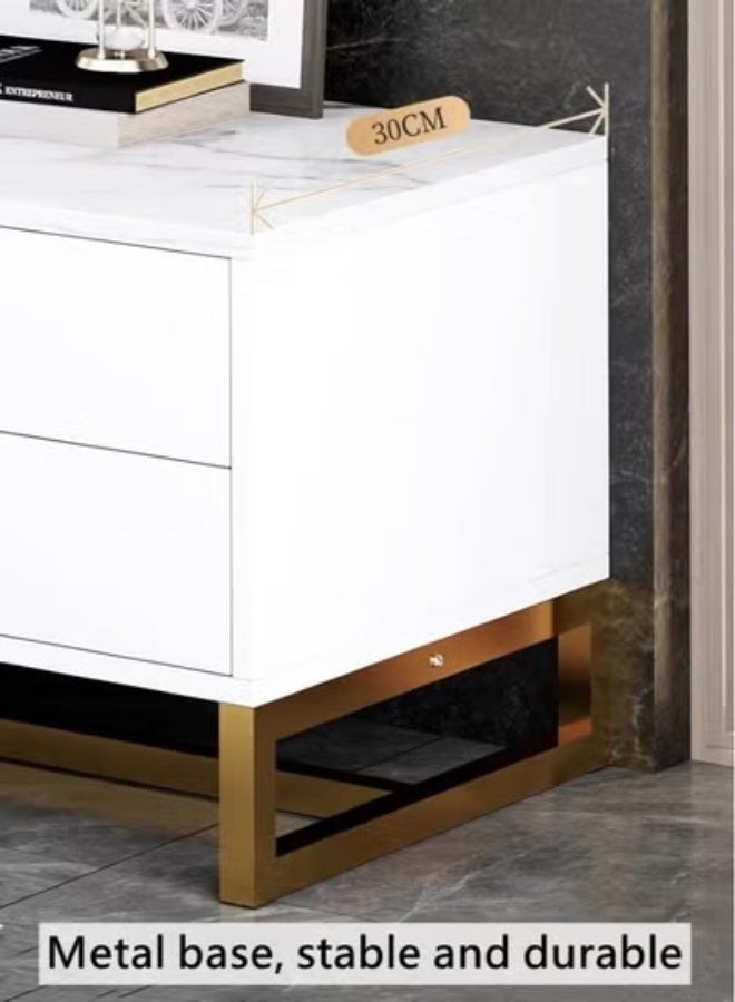Kutis 1-Piece TV Cabinet Living Room Furniture TV Table Tv Stand With Drawers MDF Fiberboard White 140x30x40 cm - Image 2