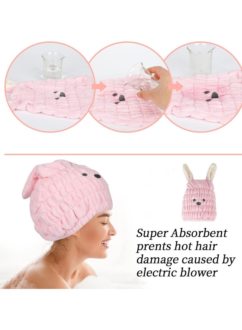 Goolsky Quick-Dry Hair Towel Wrap With Cute Cartoon Embroidery - Thick, Absorbent Polyester Shower Cap For Women, 30.0cm X 19.99cm - Image 3