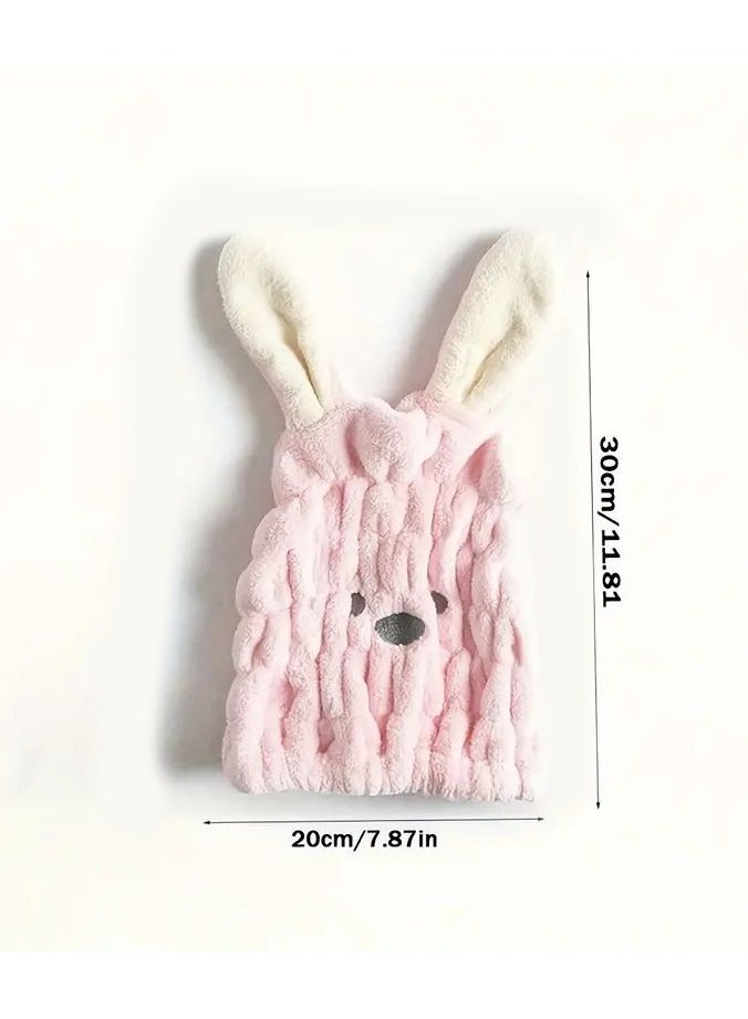 Goolsky Quick-Dry Hair Towel Wrap With Cute Cartoon Embroidery - Thick, Absorbent Polyester Shower Cap For Women, 30.0cm X 19.99cm - Image 4