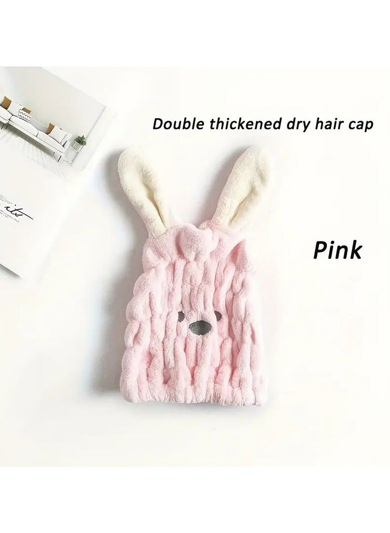 Goolsky Quick-Dry Hair Towel Wrap With Cute Cartoon Embroidery - Thick, Absorbent Polyester Shower Cap For Women, 30.0cm X 19.99cm - Image 2