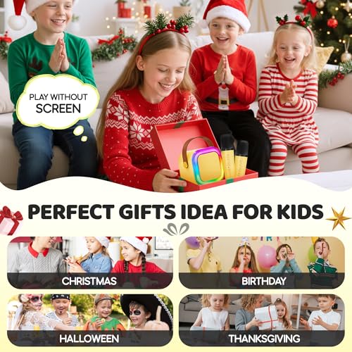 IROO Mini Karaoke Machine for Kids 2026 TOP Toys Birthday Gifts Ideas for Girls Ages 4 5 6 7 8 9 10 12 Years Old Portable MP3 Player with 2 Wireless Mics for Family Home Party - Image 5