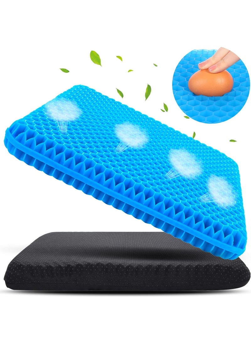 Large Gel Seat Cushion — Thick & Soft Gel Chair Cushion for Long Sitting, Wheelchair, and Car Seats, Breathable, Cool, and Pressure-Relief Cushion - Image 1