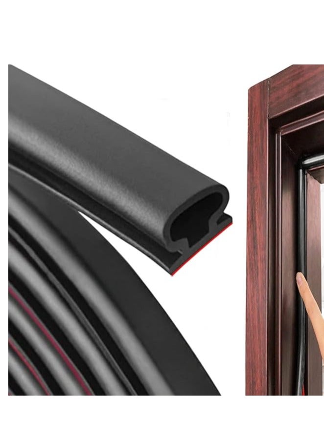 Door Weather Stripping Door Seal Strip,Self-Adhesive Rubber Door Insulation Weather Strip for Window and Door Soundproofing D Shape,for Door Frame Gap Blocker 19.7Feet  - Image 1