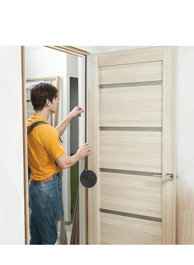 Door Weather Stripping Door Seal Strip,Self-Adhesive Rubber Door Insulation Weather Strip for Window and Door Soundproofing D Shape,for Door Frame Gap Blocker 19.7Feet  - Image 2