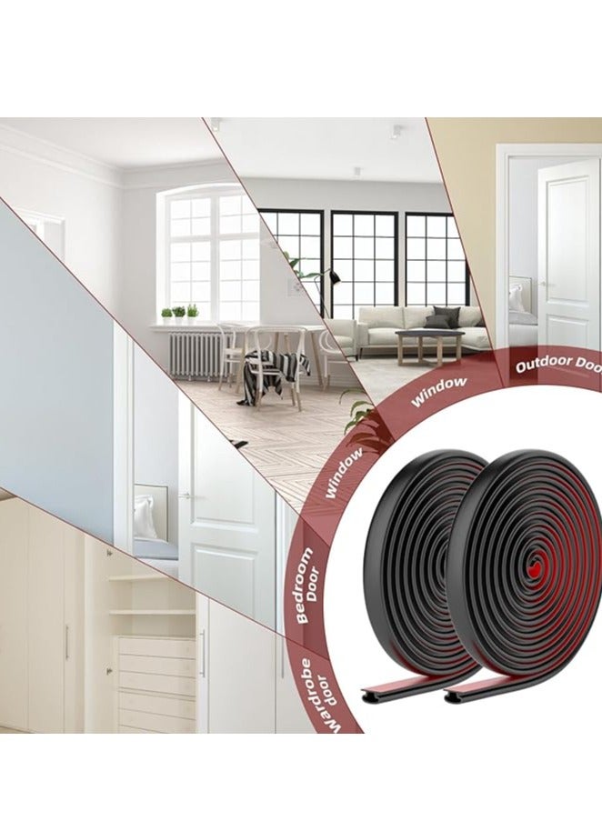 Door Weather Stripping Door Seal Strip,Self-Adhesive Rubber Door Insulation Weather Strip for Window and Door Soundproofing D Shape,for Door Frame Gap Blocker 19.7Feet  - Image 4