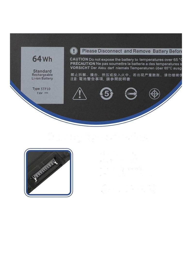 بطارية بديلة للكمبيوتر المحمول 64Wh 5TF10 لسلسلة Dell Precision 7730 7740 7530 7540 P34E P34E001 P34E002 P74F P74F001 P74F002 NYFJH RY3F9 0RY3F9 7M0T6 GHXKY 7.6V 8000mAh - Image 5