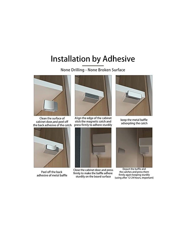 Zikra Magnetic Door Catch, Strong Drawer Magnetic Latches Kitchen Cabinet Magnets, Cabinet Door Magnet Latch Stainless Steel Kitchen Magnetic Latch for Cupboard, Drawer (4 Pack) - Image 5