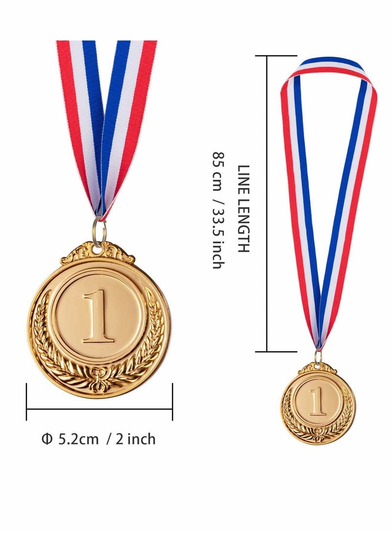 Luckam 18 Pack Gold Silver Bronze Award Medals - 2.5 Inch Award Medals with Neck Ribbon Olympic Style Winner Medals for Sports Competitions Party - Image 2