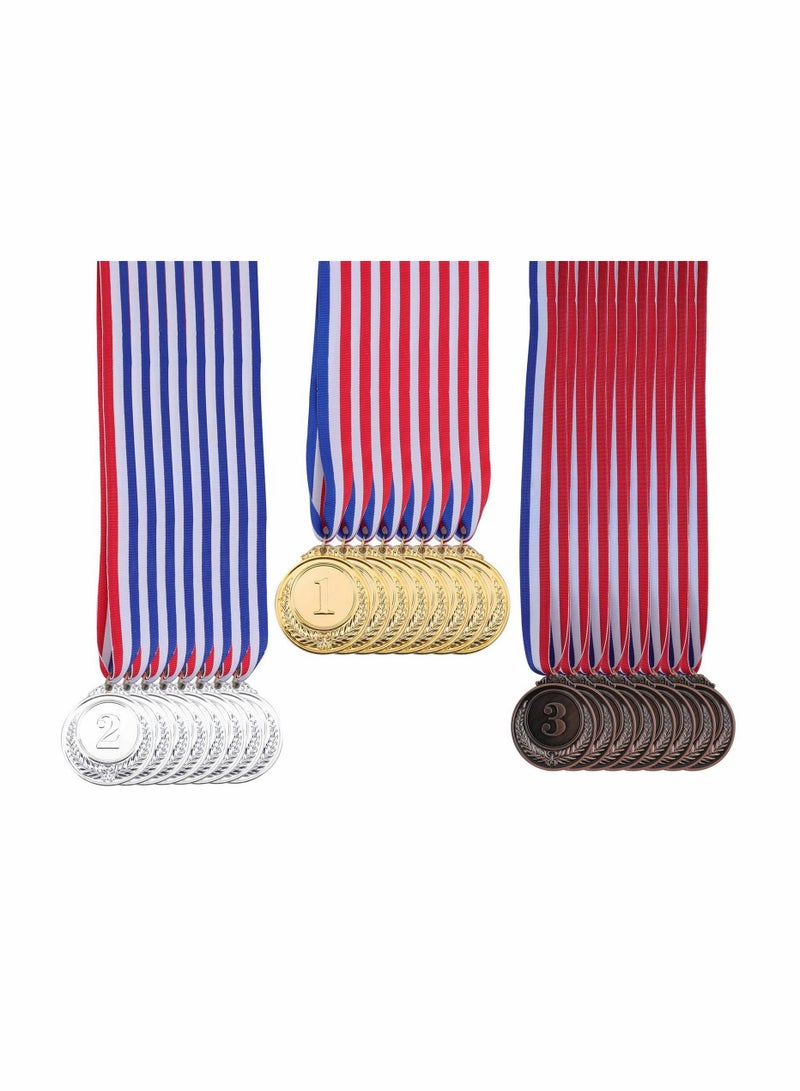 Luckam 18 Pack Gold Silver Bronze Award Medals - 2.5 Inch Award Medals with Neck Ribbon Olympic Style Winner Medals for Sports Competitions Party - Image 1