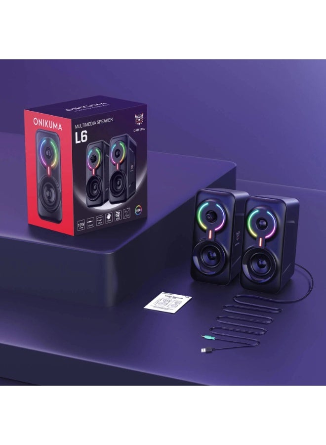 ONIKUMA GAMING ONIKUMA L6 Multimedia Gaming Speaker with Bluetooth 5.0, RGB Lighting, and 360° Surround Sound - Black - Image 5