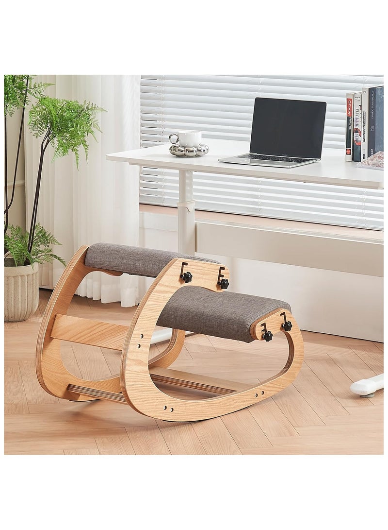 Chogori Ergonomic Office Kneeling Chair,Wooden Posture Knee Desk Chair for Work,Yoga Rocking Chairs for Relieve Back Pain,Kneel Adjustable Chair for Gaming,Home - Image 1