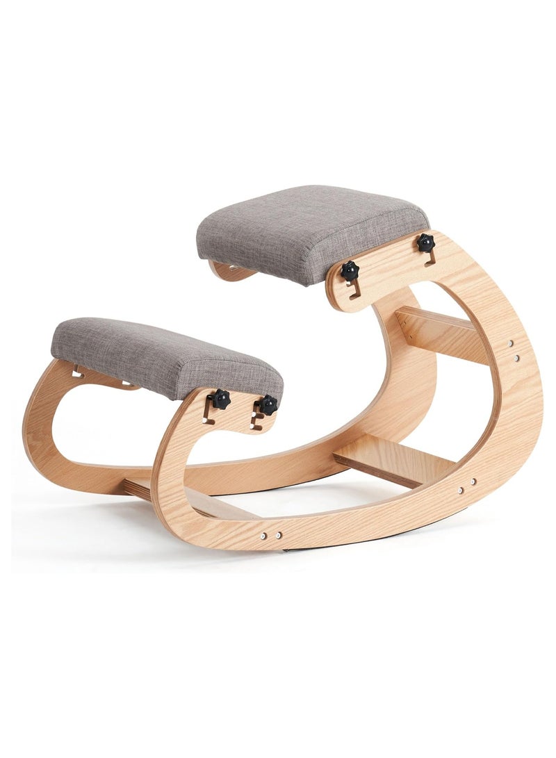 Chogori Ergonomic Office Kneeling Chair,Wooden Posture Knee Desk Chair for Work,Yoga Rocking Chairs for Relieve Back Pain,Kneel Adjustable Chair for Gaming,Home - Image 3