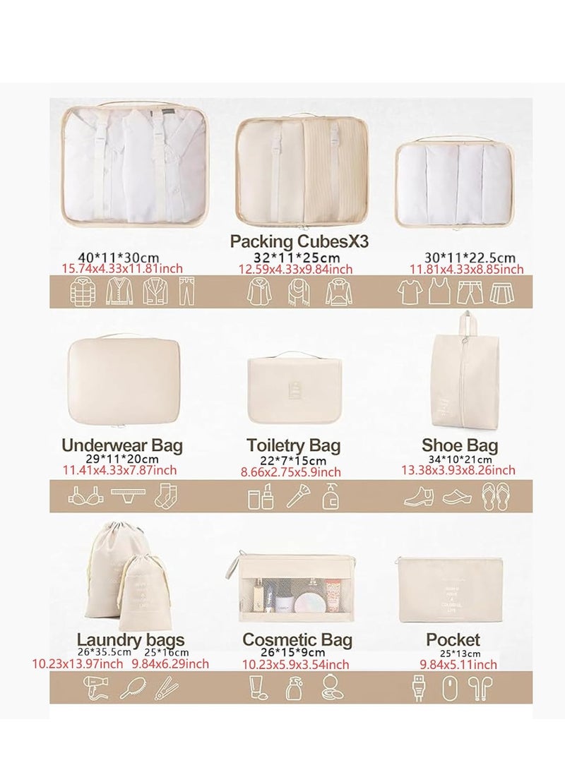 DUNISO 11Pcs Travel Luggage Organizer Packing Cubes Set Travel Packing Kit with Clothes Storage Bag Shoes Bag Toiletry Bag Underwear Bag Compression Storage bag Travelling Accessories (11, Blue) - Image 3