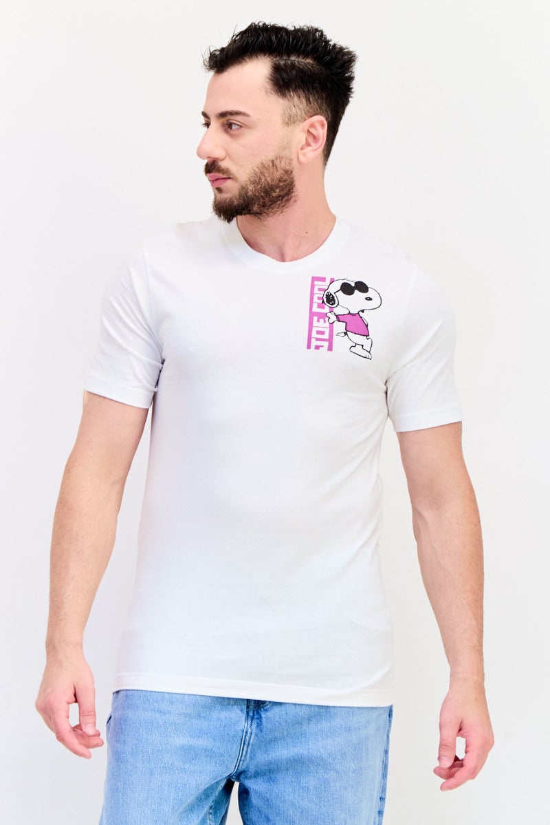 Peanuts Men Crew Neck Short Sleeves Graphic Print T-Shirt, White - Image 1