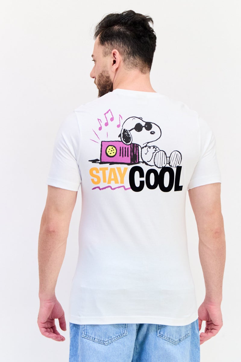 Peanuts Men Crew Neck Short Sleeves Graphic Print T-Shirt, White - Image 3