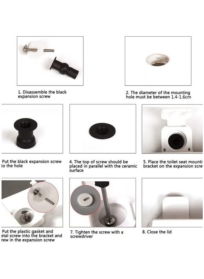 اتش واي 4 حزمة مفصلات مقعد المرحاض مسامير تثبيت مقعد المرحاض إصلاح توسيع المطاط أعلى مسامير الصواميل ، مسامير ومسامير مقعد المرحاض العالمي غير القابل للصدأ مع المطاط والمكسرات البلاستيكية ، سهلة التركيب - Image 3