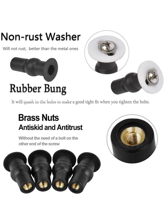 اتش واي 4 حزمة مفصلات مقعد المرحاض مسامير تثبيت مقعد المرحاض إصلاح توسيع المطاط أعلى مسامير الصواميل ، مسامير ومسامير مقعد المرحاض العالمي غير القابل للصدأ مع المطاط والمكسرات البلاستيكية ، سهلة التركيب - Image 5