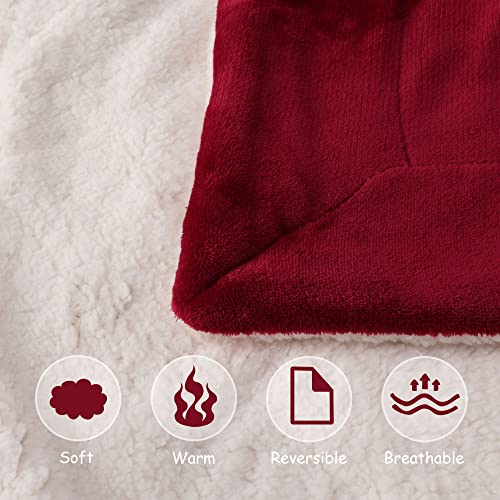 NANPIPER Baby Sherpa Blanket,Warm Toddler Throw Blanket,Soft Newborn Fleece Blanket for Winter (Wine Red,30x40 inches) - Image 5