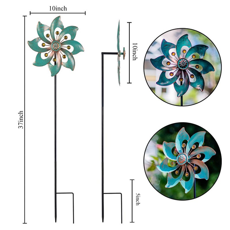 VEWOGARDEN Garden Decor Wind Spinners, Small Waterproof Metal Pinwheels Wind Spinner for Yard and Garden 37 * 10inches (Single Blade) - Image 3