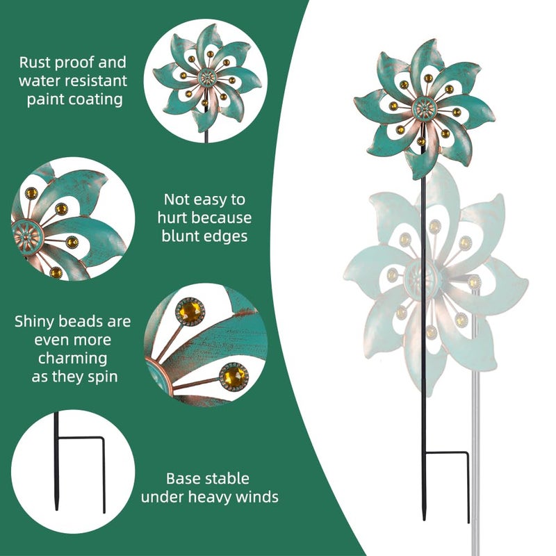 VEWOGARDEN Garden Decor Wind Spinners, Small Waterproof Metal Pinwheels Wind Spinner for Yard and Garden 37 * 10inches (Single Blade) - Image 4