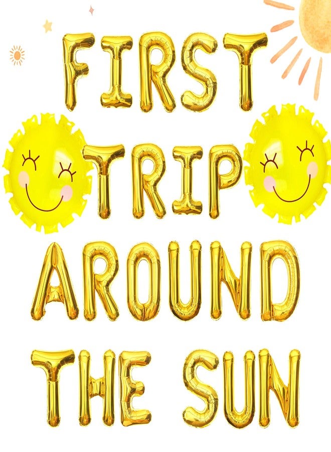 Roaring Good Time Gold First Trip Around the Sun Balloons First Trip Around the Sun Party Decoration Sun First Birthday Party Decoration Sun Balloons Sun First Birthday Party Supplies - Image 1