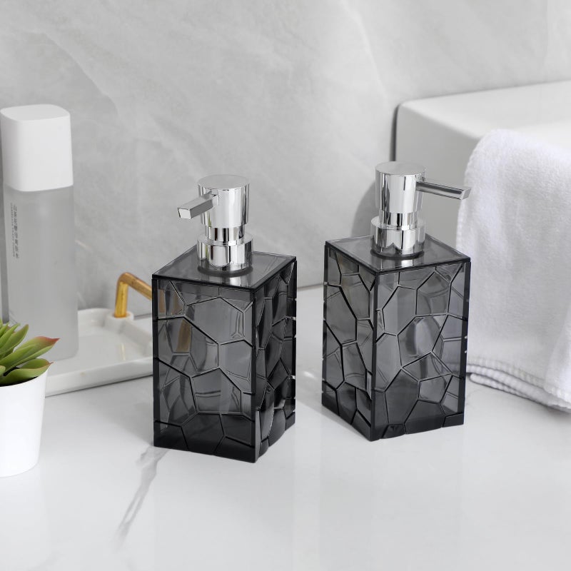JiatuA Hand Soap Dispenser  Clear Acrylic Plastic Liquid Pump Bottles Refillable Lotion Dispenser For Bathroom Decor Kitchen College Dorm  Grey - Image 2