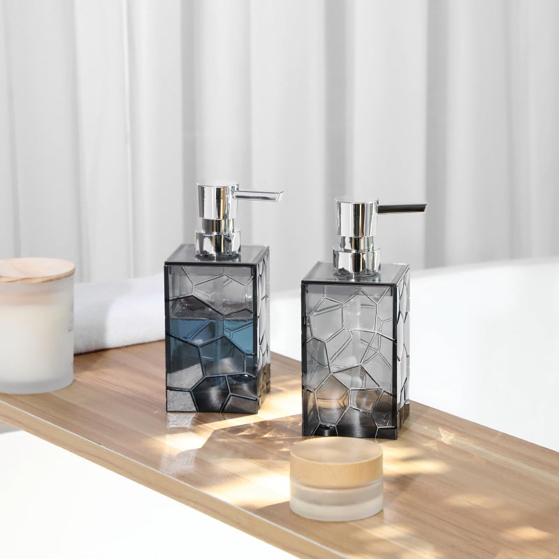 JiatuA Hand Soap Dispenser  Clear Acrylic Plastic Liquid Pump Bottles Refillable Lotion Dispenser For Bathroom Decor Kitchen College Dorm  Grey - Image 4