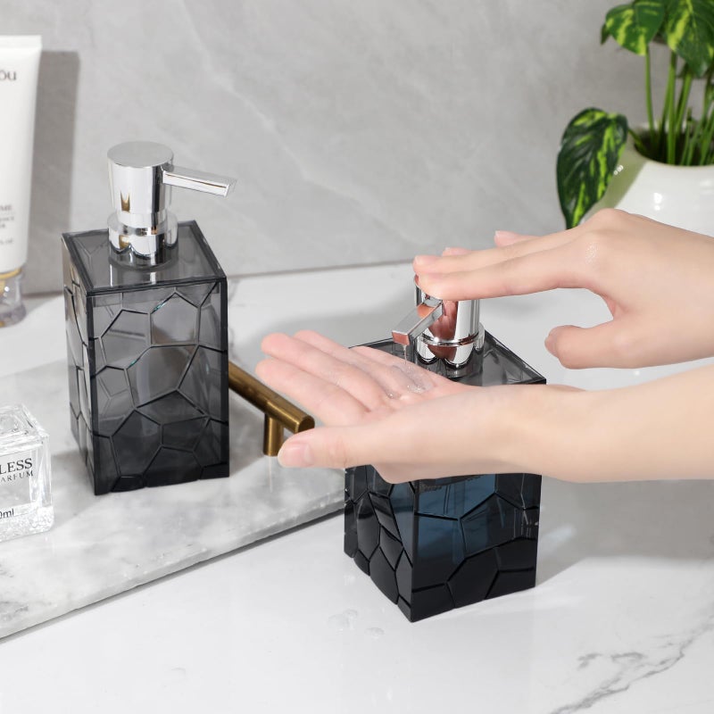 JiatuA Hand Soap Dispenser  Clear Acrylic Plastic Liquid Pump Bottles Refillable Lotion Dispenser For Bathroom Decor Kitchen College Dorm  Grey - Image 3