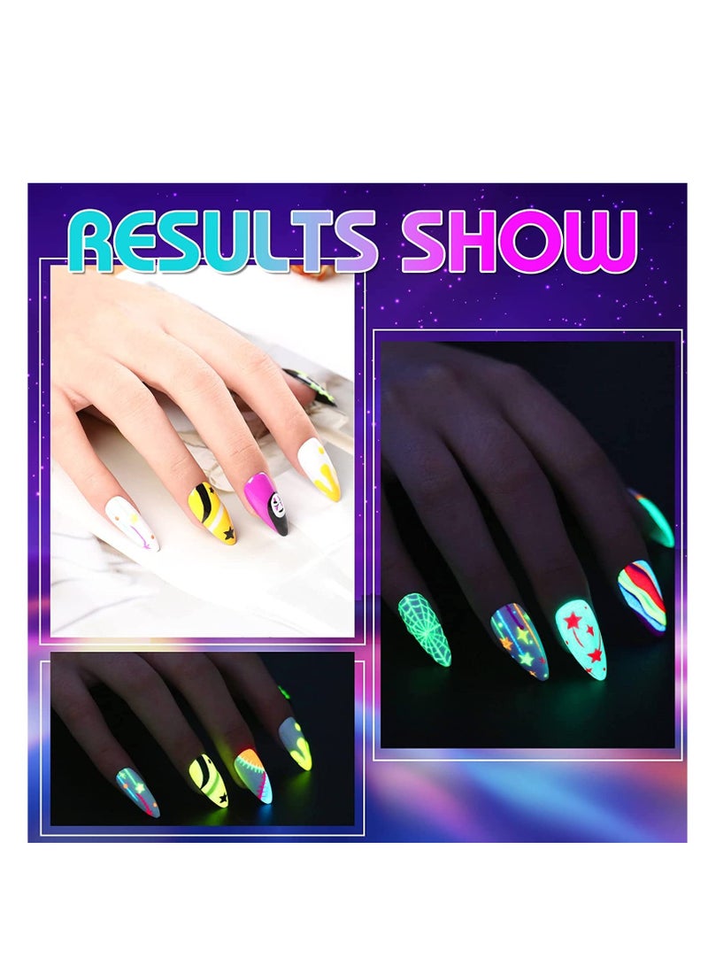 Excefore Luminous Painted Nail Gel Polish Set, Glow In Dark Gel, Neon Drawing Liner Nail Gel For Nail Art, UV LED Gel Liner Nail Art Polish, Nail Polish Set for Party - Image 3
