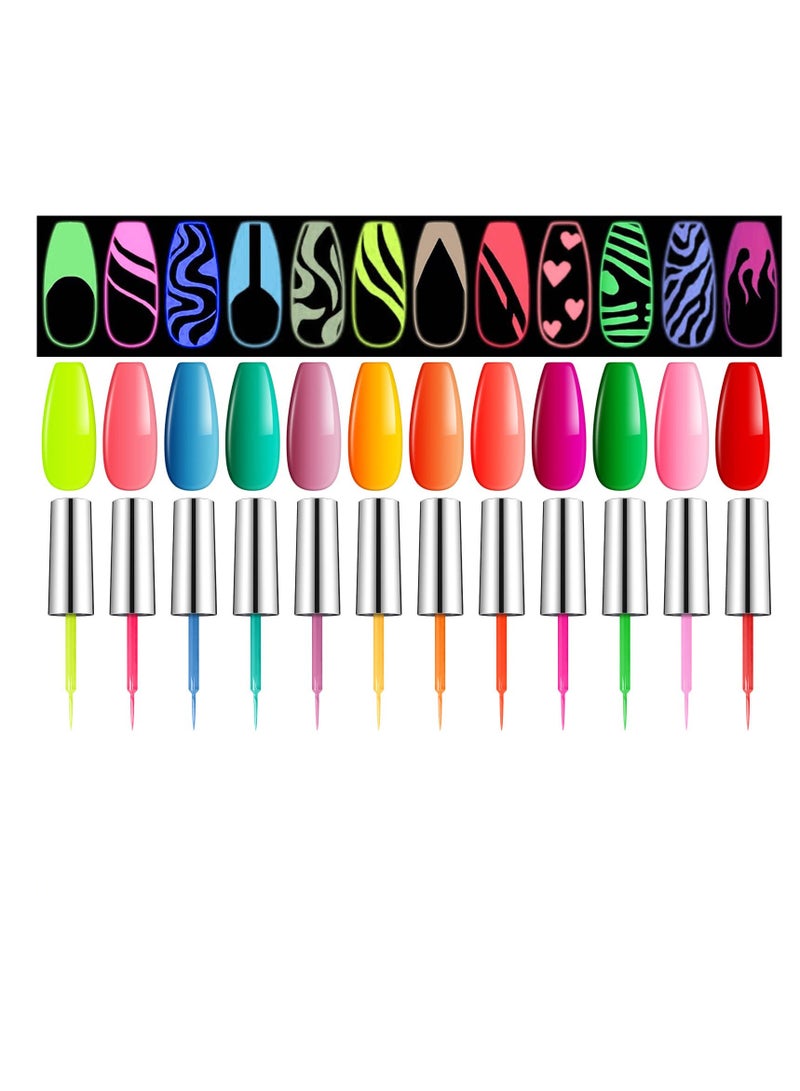 Excefore Luminous Painted Nail Gel Polish Set, Glow In Dark Gel, Neon Drawing Liner Nail Gel For Nail Art, UV LED Gel Liner Nail Art Polish, Nail Polish Set for Party - Image 1