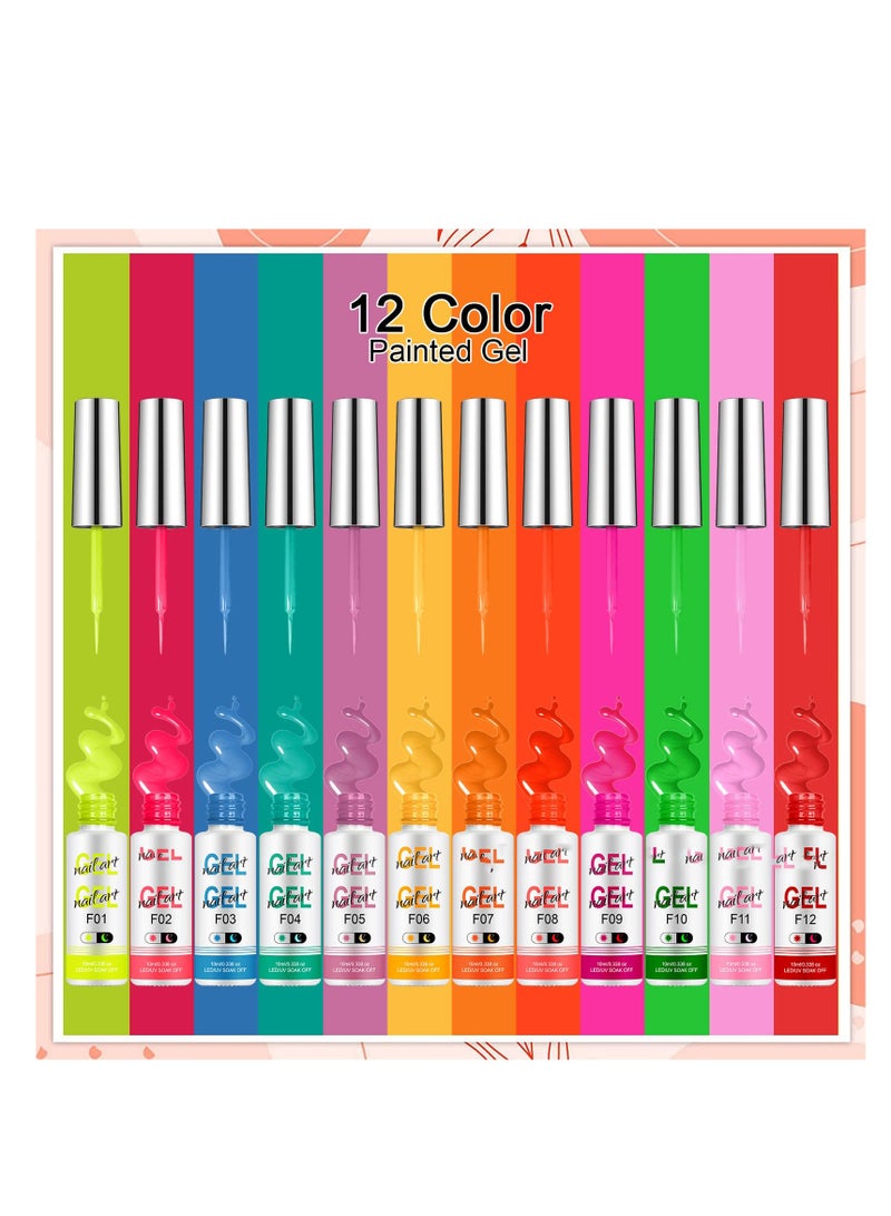 Excefore Luminous Painted Nail Gel Polish Set, Glow In Dark Gel, Neon Drawing Liner Nail Gel For Nail Art, UV LED Gel Liner Nail Art Polish, Nail Polish Set for Party - Image 2
