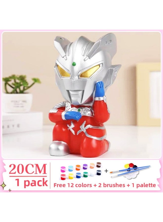 Jiji Cat Plaster Doll Coloring Diy Piggy Bank Little Red Book Net Red Sanliou Large White Embryo One-piece Delivery-Color:Internet Celebrity Style [real Plaster] Selo Ultraman-free Coloring Suit - Image 1