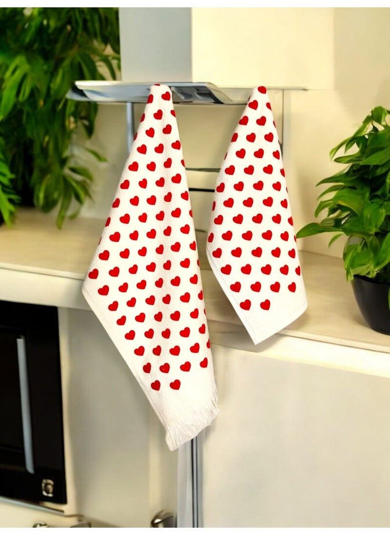 Cnr Garden 2-Piece Kitchen Towel Heart Hand Face Towel Set Drying Cloth Water Absorbent Set 40X60 and 30X50  - Image 1