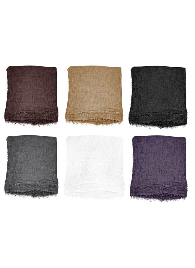 Axe Sickle - 6 Pcs Women Scarf Shawl For All Season Scarve, Mixed Color Y - Image 1