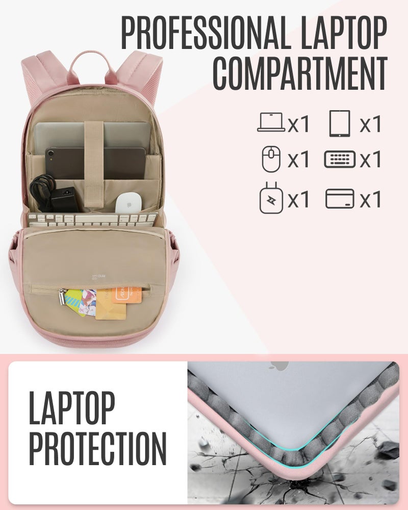 LIGHT FLIGHT Collge Laptop Backpack, 15.6 inch Laptop Travel Backpack for women, College Computer Bookbag Casual Bag for Work Travel College, Gifts for Women,Pink - Image 4