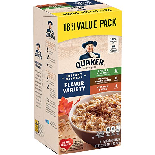 Quaker Instant Oatmeal, Variety Value Pack, 18 Count