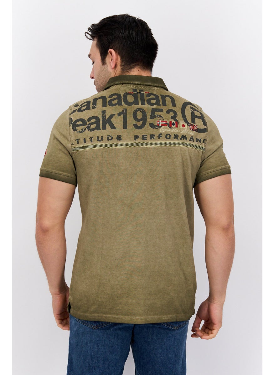 Canadian Peak Men Regular Fit Embroidered Short Sleeve Polo, Khaki  - Image 2