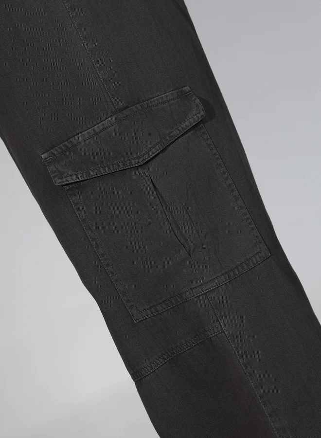 Hubberholme Solid High Rise Cargo Pants
