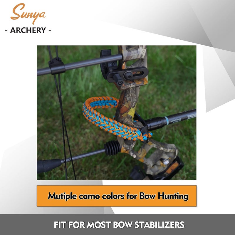 Sunya Archery Bow Wrist Sling, 550 Paracord Strap Comfortable on Hand.100% Full Grain Leather Yoke, Multiple Camo Colors.Fit Compound Bow Stabilizer & Recurve. - Image 2