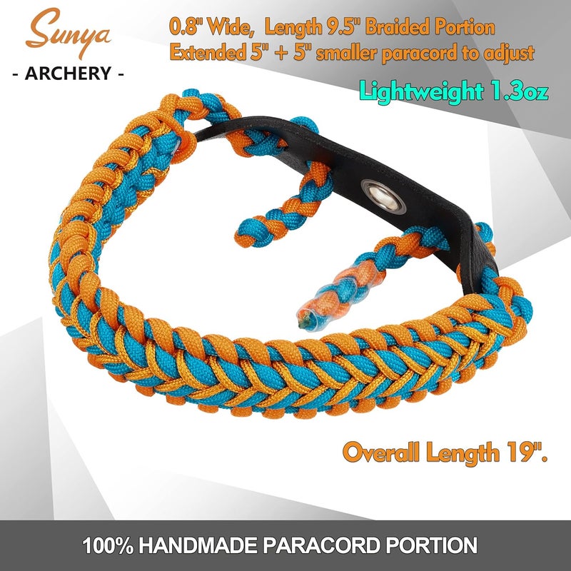 Sunya Archery Bow Wrist Sling, 550 Paracord Strap Comfortable on Hand.100% Full Grain Leather Yoke, Multiple Camo Colors.Fit Compound Bow Stabilizer & Recurve. - Image 4