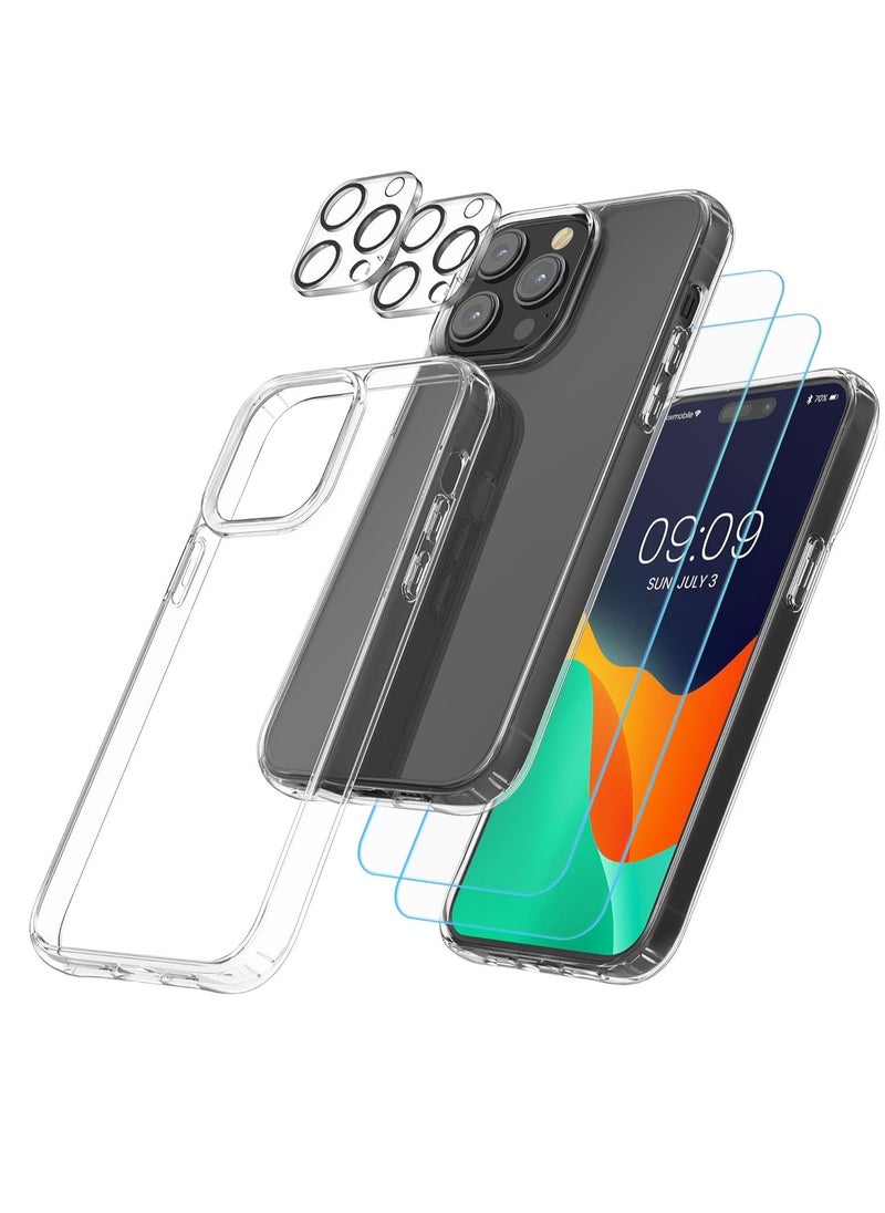 Raxoom 5-in-1 Clear Case Set for Apple iPhone 14 Pro Max – Includes Screen & Camera Protectors – Transparent - Image 1